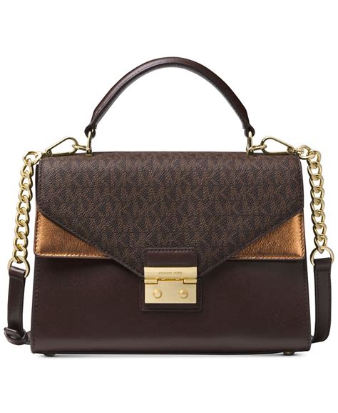 michael michael kors sloan medium top-handle satchel brown damson iris|Michael Kors Sloan Satchel/Top Handle Bag Handbags & Bags .